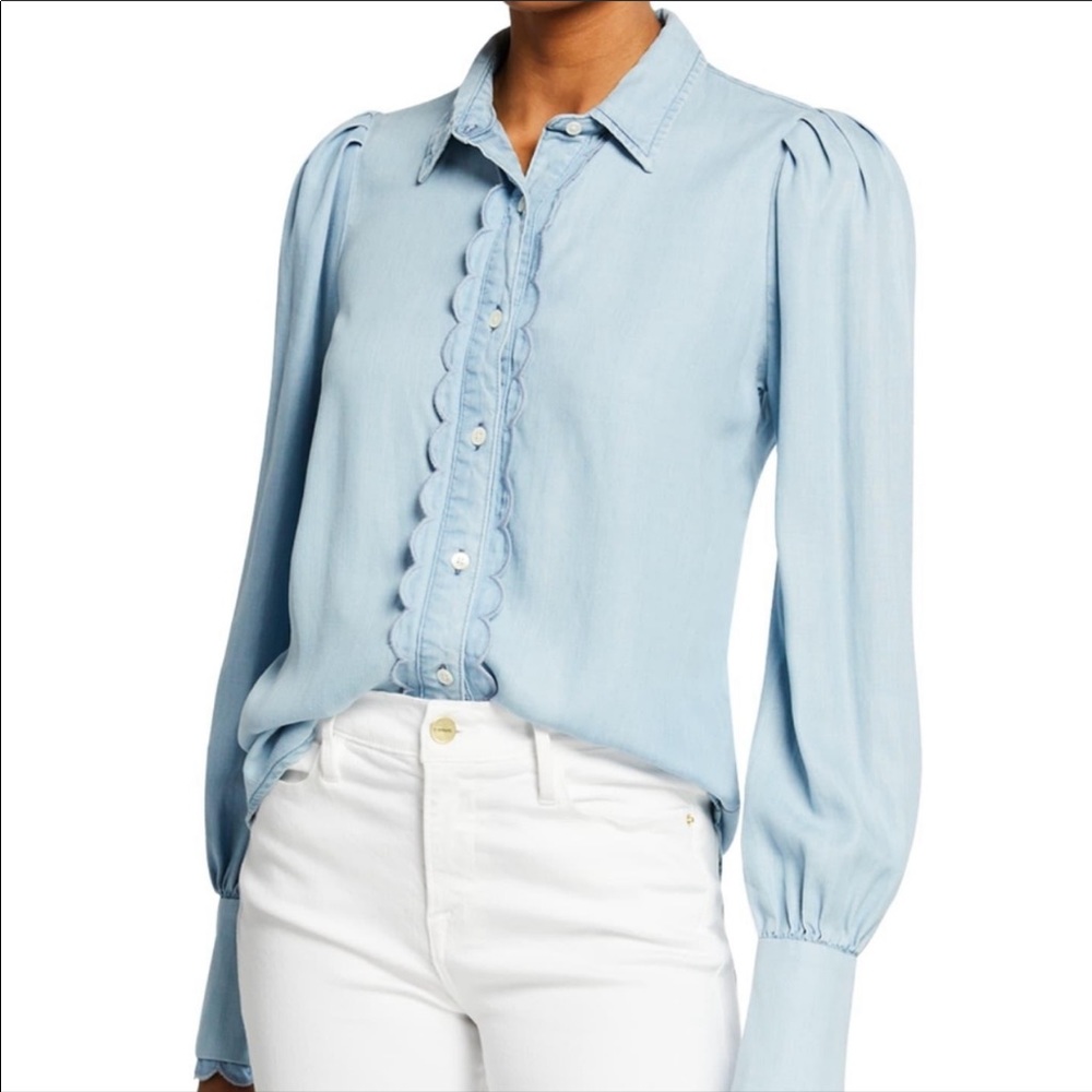 FRAME Scallop Trim Denim Shirt